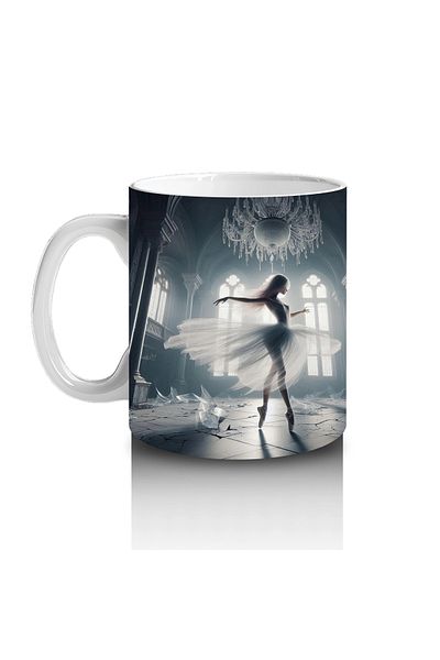 Luluyen Gothic Printed Mug with Foggy Skeleton Portrait Figure in Gray Tones