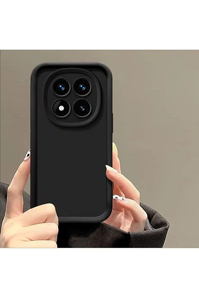 Fibaks Xiaomi Redmi Note 14 Pro Compatible Case Soft Textured Shock Absorbing Black Silicone Cover with Camera Protection