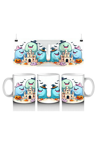 Luluyen Cute Ghosts and Treats Themed Colorful Halloween Printed Mug