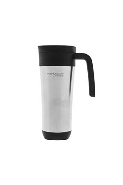 Thermos كوب سفر ThermoCafe معزول بالفراغ من الفولاذ المقاوم للصدأ - فضي وأسود، 20 أونصة