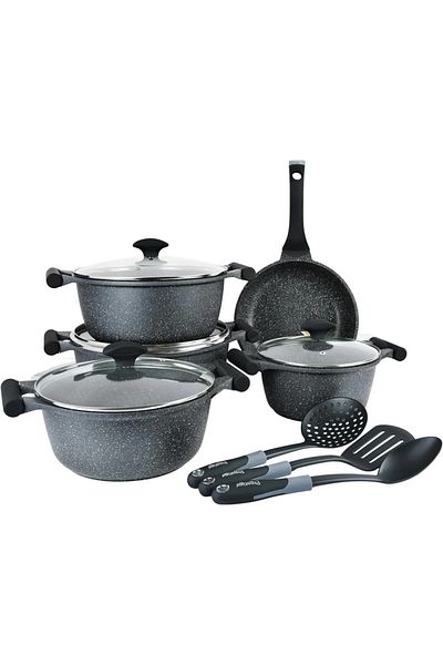 Prestige Essentials Granite 12 Piece Non-Stick Cast Aluminium Cookware sets