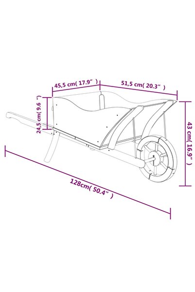 vidaxl Wheelbarrow Planter 128x45.5x43 cm Solid Wood Fir