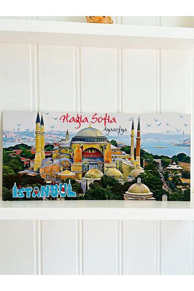 GALATA GIFT Wooden Table-Nameplate, Decorative Istanbul Places Red Adhesive Direction/Sign Collection 30*14cm