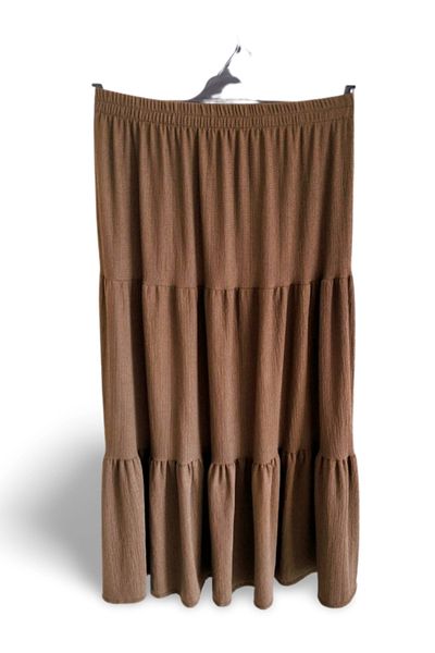 PRATİKOBA Elastic Waist Wrap Fabric Skirt Mother's Skirt Long Prayer Skirt Dark Green Size 44-52