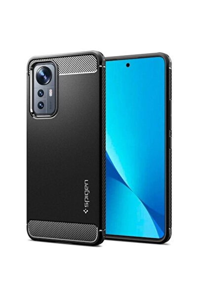 Spigen Husa compatibila cu Xiaomi 12 Lite, Design Carbon Rugged Armour, Negru