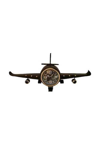 OEM Decorative Metal Clock, Airplane Model, Brown, 40 x 8 x 17 cm