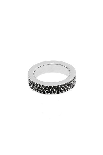 Calvin Klein Ring with Black Crystal Stones, Stainless Steel, Diameter 12 mm