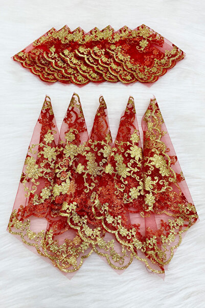 ZEYMERADE منديل هالاي للعروس والزوج من اللون الذهبي اللامع، أحمر 5 قطع، هدية ...