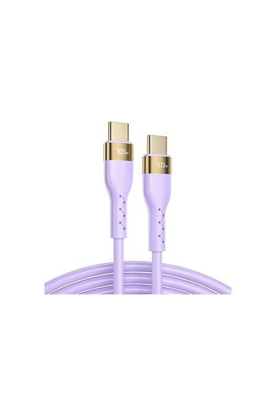 Bibilel Cablu USB-C la USB-C, 100W PD, ranforsat, 3M, violet