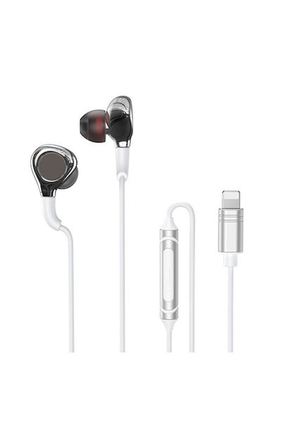 SOHO In-ear Metal Earphones Compatible with Apple, Lightning Connector, Built-in Microphone, 1.2m, Gray