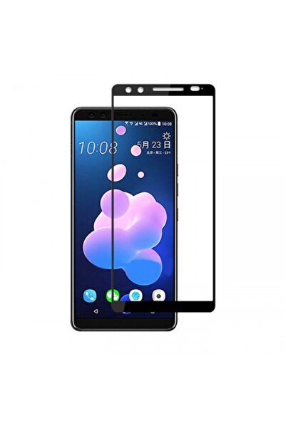Bibilel Protector de ecran din sticlă securizată pentru HTC U12 Plus - Transparent cu negru