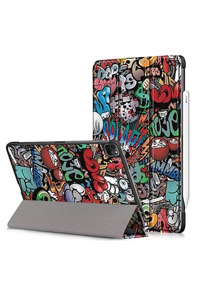 SOHO Husa book cover compatibila cu iPad Pro 11 inch 2018 - 2021, pliabila din piele ecologica graffiti d