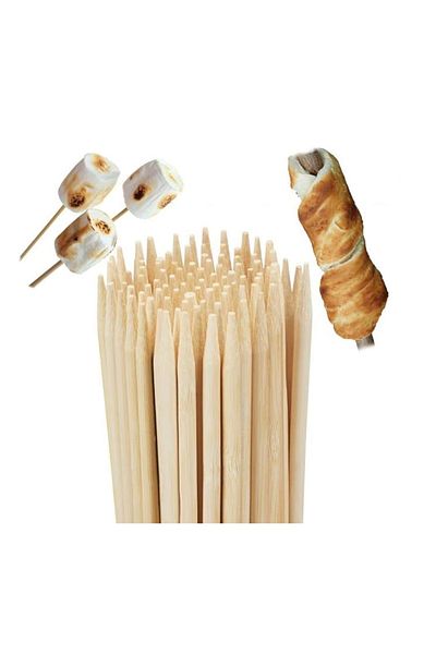 Generic Barbecue skewers made of wood, these skewers are commonly used for grilling and cooking.