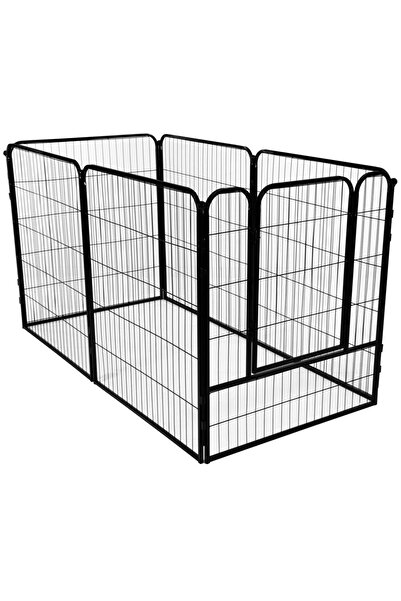 Optim Solution Țarc pentru animale de companie, fier, formă configurabilă, ușă de acces, 4XL, 184x100x93cm, negru