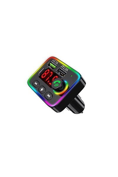 REDz Accessories Car FM Modulator, X-Start CC076, Bluetooth 5.0, 2x USB, RGB Lighting, LED Display and Call Control