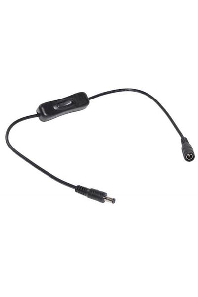 Bibilel Connector Cable for LED Strip and Other Devices, DC 2.1x5.5 mm Plug, Switch, 50 cm, Black, AXT-BBL44