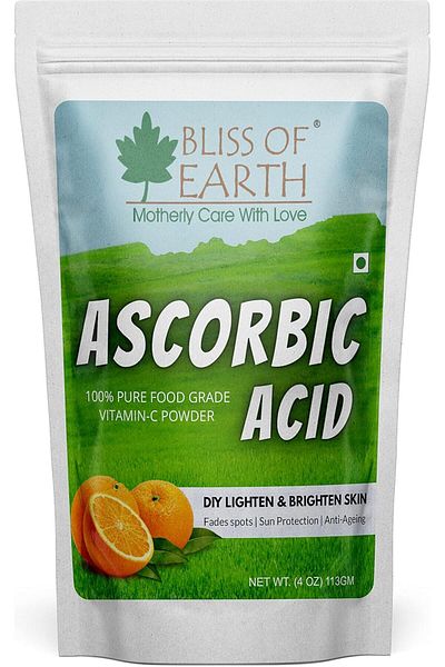 bliss of earth Ascorbic Acid Powder Pure Food Grade Vitamin-C Rich Powder For Skin, Face, Cosmetic 113 gm