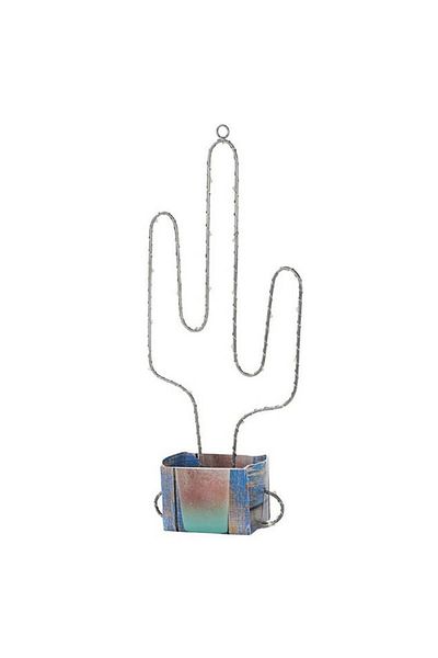 Talking Tables Decorative Light Cactus Shape, Silver, Green LEDs, 42 x 18 cm