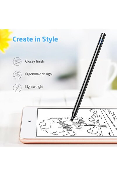 Bibilel Precision Stylus Pen for Tablet, Phone or Touchscreen Laptop, 1.4 mm Tip, Black, HUR-BBL5087