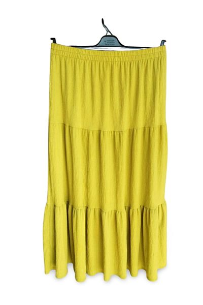 PRATİKOBA Elastic Waist Wrap Fabric Skirt Mother's Skirt Long Prayer Skirt Green Size 44-52