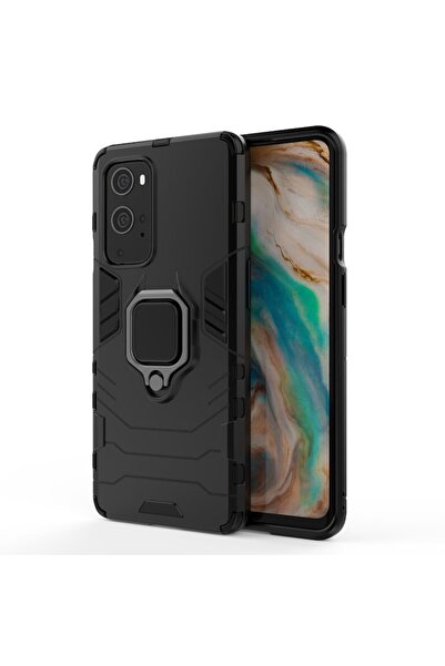 SOHO Husa Bumper Ring armor kickstand pentru OnePlus 9 PRO, Negru