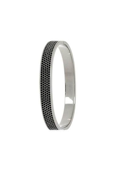 Calvin Klein Bratara din otel inoxidabil cu cristale negre, Calvin Klein, argintie, diametru 6.5 cm
