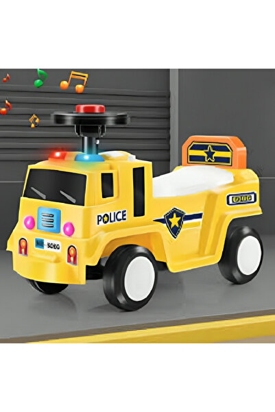 rexa شاحنة شرطة موسيقية للأطفال مزودة بأضواء وصافرة إنذار - أصفر