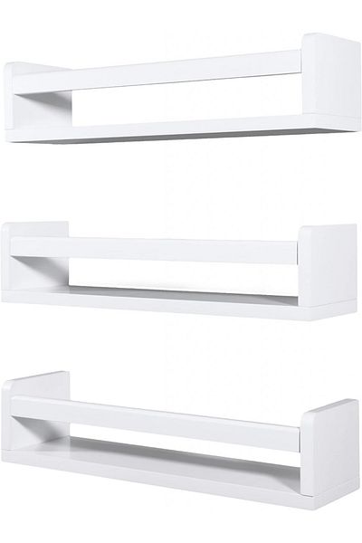 NATURE SUPPLIES Set of 3 NATURE SUPPLIES decorative shelves, wood, white, 41 x 12 x 10 cm