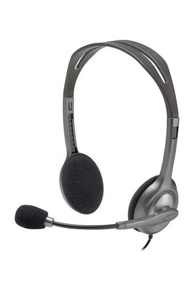 logitech H111 Stereo Headphones with Bi-Directional Microphone – Black/Silver