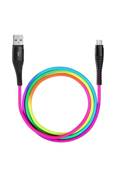 Bibilel Cablu de încărcare/date USB la Micro USB 1M, culoare curcubeu ranforsat