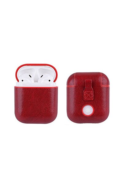Bibilel Case for Headphones, Compatible with Apple AirPods, Leather, Red, BBL653