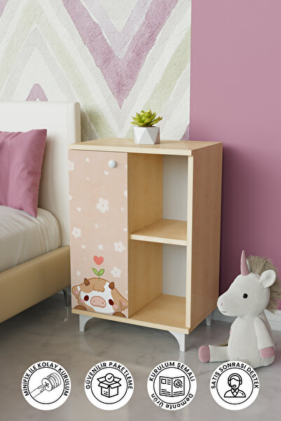 Hediyeler Kapında 2 Raflı Tek Kapak Curious Cow Çocuk Odası Çok Amaçlı Dolabı...