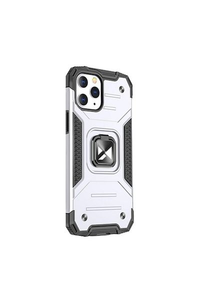 Bibilel Husă de protecție pentru iPhone 13 Pro, cu inel de protecție și suport, argintie