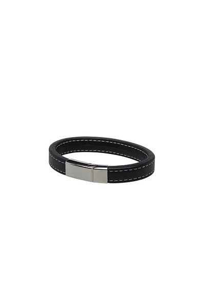 Bellfield Bratara de piele, Bellfield, Neagra, Diametru 6 cm, Latime 1,2 cm