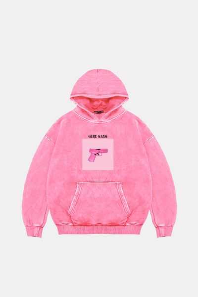 Sekizbiraltı Girl Gang Oversize Unisex Washable Pink Hoodie
