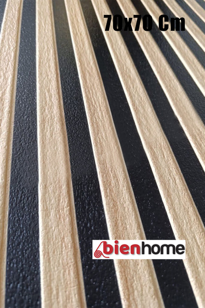 Bien Home Lambri Ahşap Duvar Çıtası Desenli Kendinden Yapışkanlı Akustik Duvar Panel Köpük 70x70cm 0,50M²