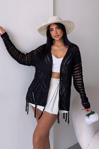 VAGGON Tasseled openwork cardigan