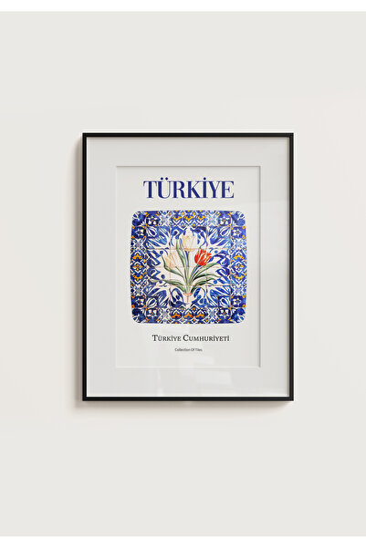 POSTER Türkiye Lale Temalı Çini görünümlü Çerçevesiz