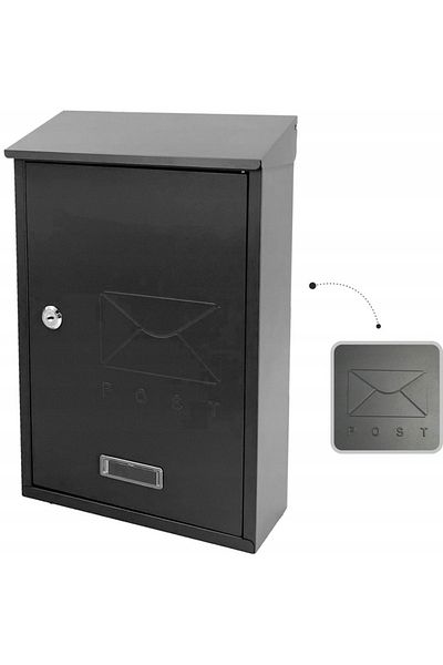 SERSIMO Outdoor mailbox, for fence or wall, made of galvanized steel, with lock, 38x10x25cm, dark gray
