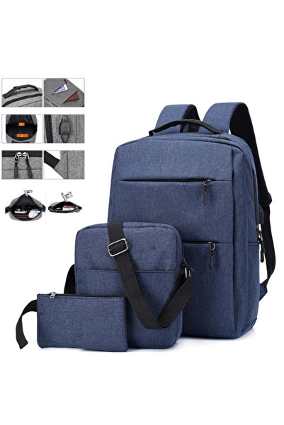 Z'oreya 3in1 laptop backpack set, 15.6", for travel, office or school Blue
