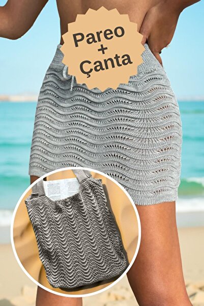 Genel Markalar 2'li Plaj Kombini Yazlık Plaj Takımı Set Triko Pareo Etek Plaj...
