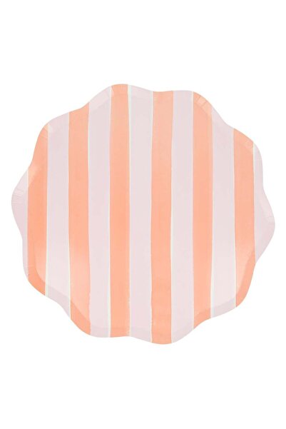 Meri Meri - Pastel Çizgili Tabaklar - L - 8 Adet