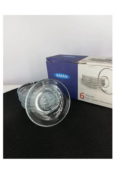 PRATİKOBA Tea Plate 6 Pcs Underline Glass Royaleks-Ryg3009