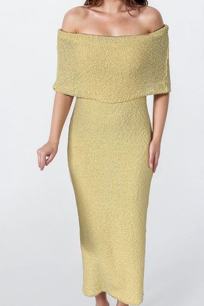 VAGGON Madonna Collar Maxi Length Strapless Dress
