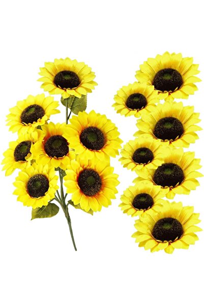 SERSIMO Buchet de flori artificiale din poliester, 2 fire de floarea-soarelui...