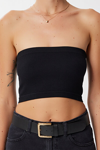 Lovelyİstanbul Strapless Ribbed Knitted 2 Pack Bustier Lub0211 Black White