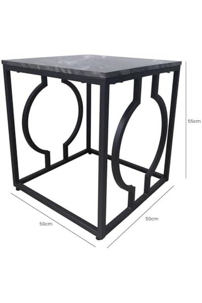 Vanity Living طاولة جانبية لأثاث غرفة المعيشة، طاولة جانبية ذات سطح خشبي وملمس رخامي، طاولة أريكة