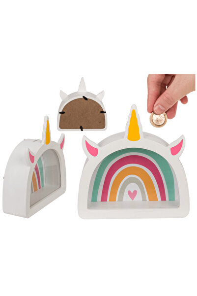 Out Of The Blue AHŞAP PARA KUTUSU UNICORN - WOODEN SAVING BOX UNICORN 18X18 cm.