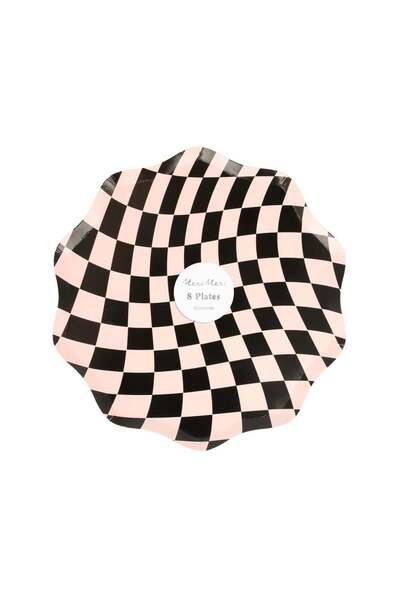 Meri Meri - Halloween Checker Side Plates - Halloween Checkered Plates (m) (Pack of 8)