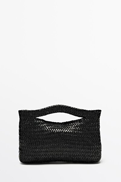 Massimo Dutti Örgü napa deri mini çanta